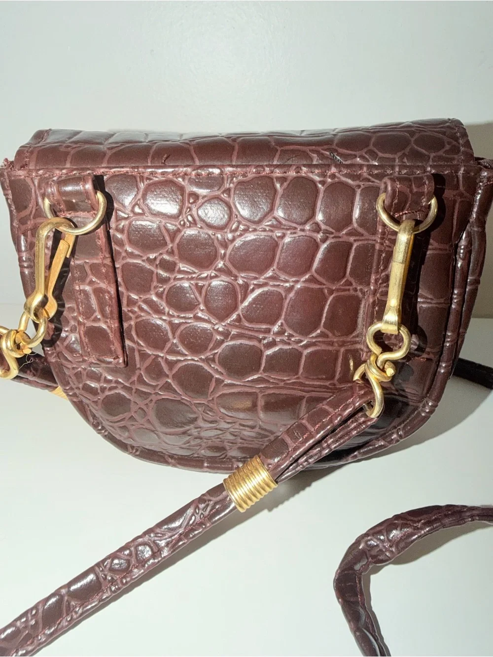 Vintage Diva Brown Embossed Crocodile Four Way Baby Bag
